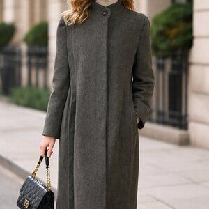 Karen Petites Gray Wool Cashmere Blend Long Coat Women’s Size 10P USA Made